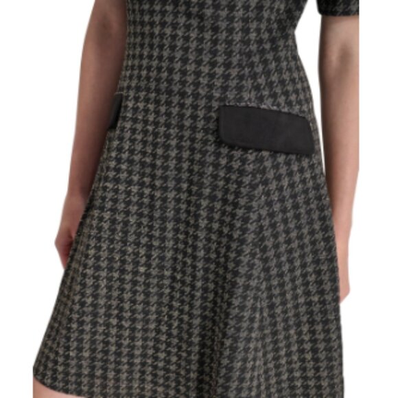 Dkny Women's Jewel-Neck Short-Sleeve Fit & Flare Dress - Black/Charcoal - Picture 3 of 4